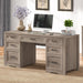 Farmhouse Executive Desk with File Drawer, Home Office Desk with Ample Storage, Rustic Office Desk with Spacious Tabletop for Work, Grey