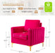 Fuchsia Velvet Upholstered Armchair With Gold Legs