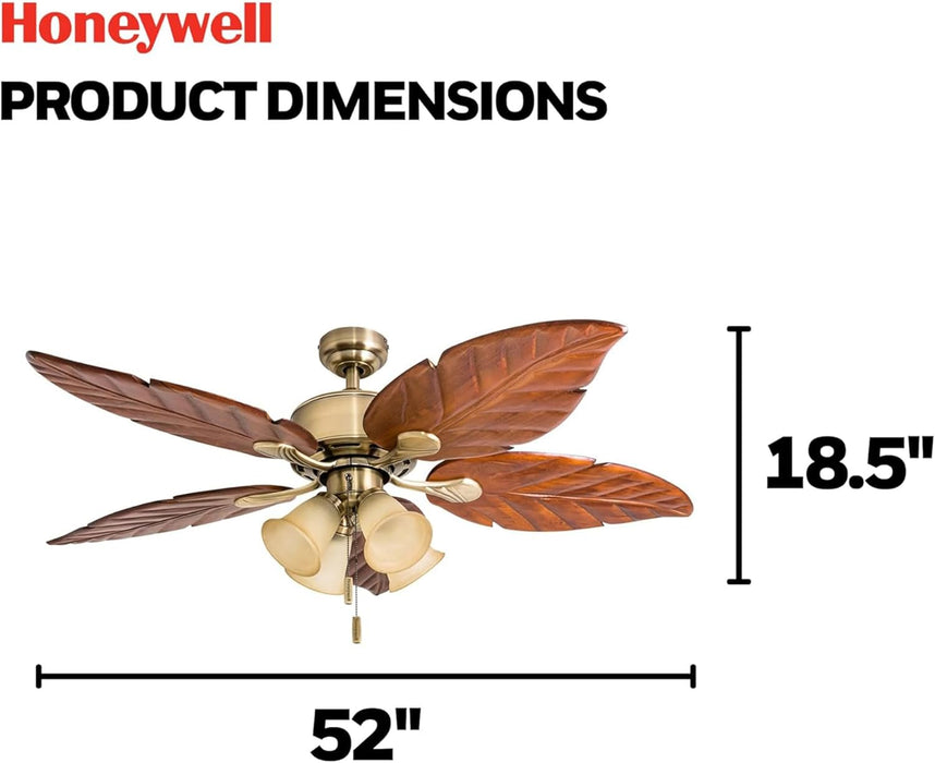 Exclusive 52 Inch Aged Brass Reversible Ceiling Fan