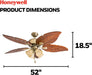 Exclusive 52 Inch Aged Brass Reversible Ceiling Fan