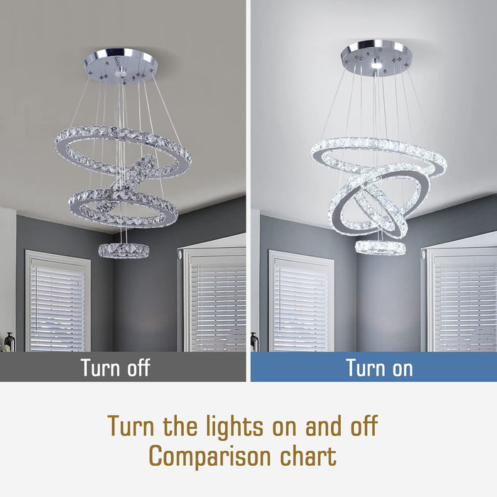 Crystal Ring Pendant Chandelier Cool White Lighting