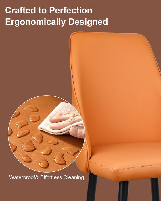 Dining Chairs Velvet Side Chairs with Wood-Grain Metal Legs, Curved Backrest Kitchen Chairs for Apartment, Bedroom,Home Bar,Living Space