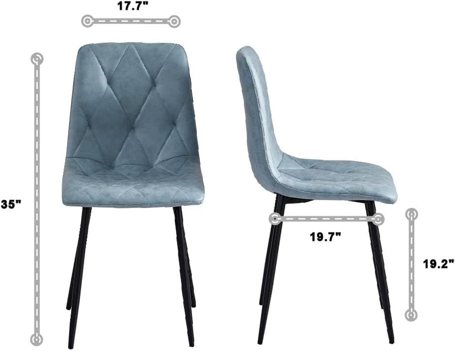 4 Set of Dining Chairs, Metal Frame Dining Chair for Kitchen Room,Technology Cloth Seat Chair for Living Room, Bedroom(Light Blue)