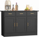 Buffet Cabinet with Storage - Buffets & Sideboards Kitchen Storage Cabinet, Wood Console Table Coffee Bar Accent Cabinets for Living Room Dining Room Entryway Large 3 Doors & Drawers, Black 47.2"W