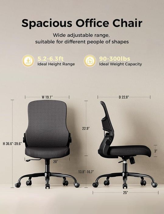 Armless Mesh Office Chair, Ergonomic Home Office Desk Chairs