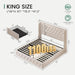 King Size Bed Frame with 4 Storage Drawers and Tufted Headboard Linen Upholstered Platform Bed Frame Wingback Beds with Wooden Slats Support, Easy Assembly, Beige