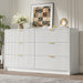 55" Wide Fluted 6-Drawer Double Dresser for Bedroom, White