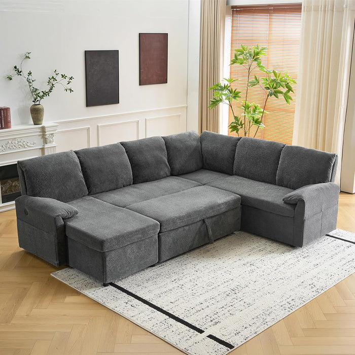 Convertible Sofa Bed With CloudLike Storage Chaise