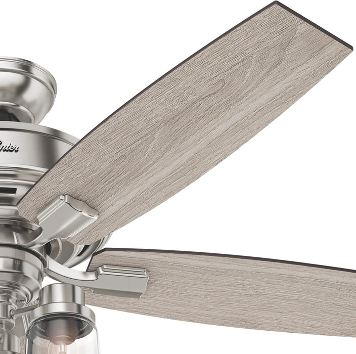 Quiet 52 Inch Reversible Brushed Nickel Ceiling Fan