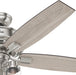 Quiet 52 Inch Reversible Brushed Nickel Ceiling Fan