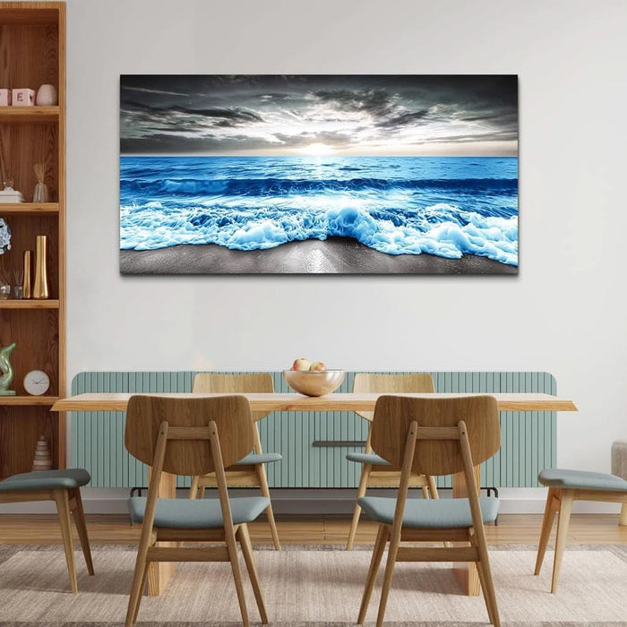Wall Art for Living Room Large Wall Decor for Office Modern Bedroom Wall Decor Blue Beach Sun Ocean Landscape Canvas Prints Wall Paintings Seascape Framed Pictures Artwork Home Decor 40X20