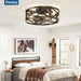 20" Farmhouse Flush Mount Ceiling Fans with Lights and Remote, Industrial Black Caged Low Profile Fandelier, 6 Speeds Bladeless Ceiling Fan for Bedroom, Kitchen, Living Room