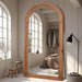 Full Length Mirror 81"X41", Arched Solid Wood Frame with Stand
