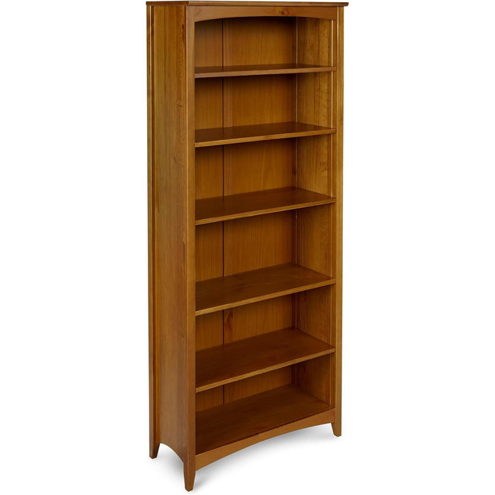 Shaker Style 6 Shelf Bookcase / Solid Wood / 72 Inch Tall / Adjustable Shelving / Closed Back / Display Bookshelf for Living Room, Bedroom, Home and Office, Cherry