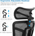 Ergonomic Office Chair, High Back Mesh Home Office Desk Chair with Adjustable Backrest & Lumbar & Wide Cushion, Big Tall Computer Task Chair with Adjustable Armrests & 90°-135° Tlit