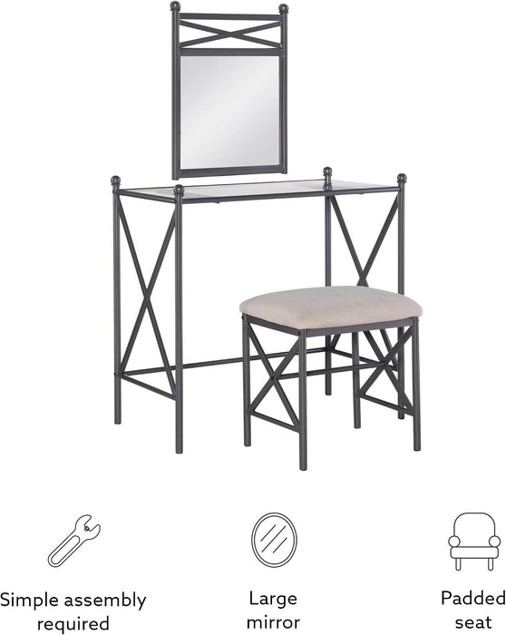 - 57752MTL-01-KD-U Mission Hills Vanity Set, 31" X 32" X 18", Metal
