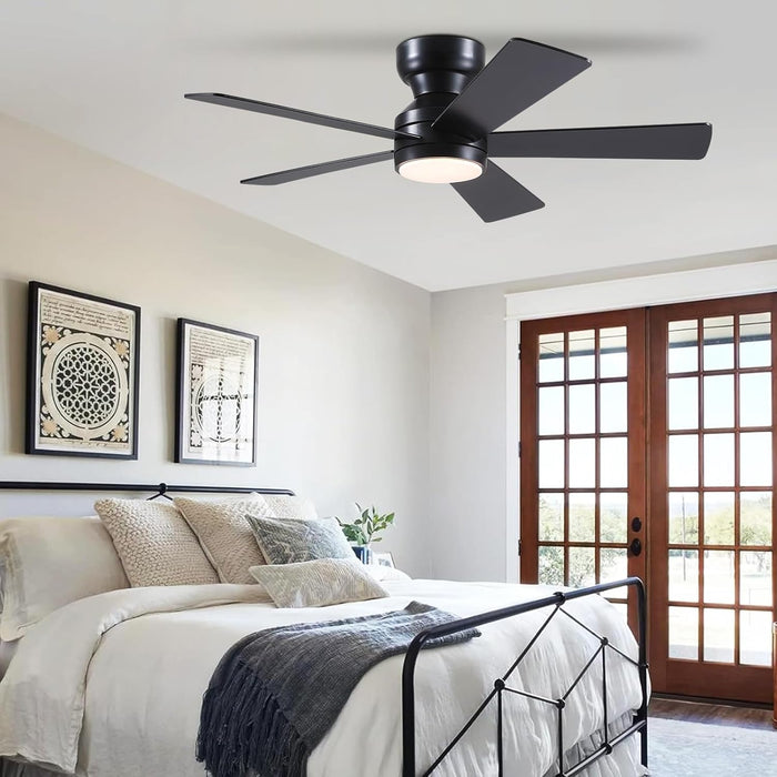 46 Inches Black Ceiling Fan With IntegratedLEDLighting