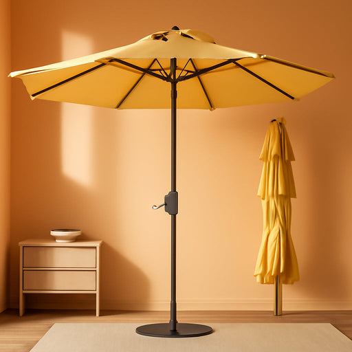 10Ft 3 Tier Patio Umbrella, Outdoor Market Table Umbrella with UPF 50+ Vented Canopy, 8 Sturdy Ribs, Easy Push Button Tilt and Crank, Windproof for Deck, Pool, Backyard and Garden