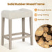 24" Saddle Bar Stools Set of 4, Farmhouse Button Tufted Barstools | Upholstered Counter Height Backless Bar Chairs with Footrest and Wood Legs for Kitchen Island, Dining Room, Cafe