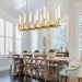 Glass Tube Chandelier Gold Rectangular Dining Pendant