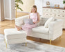 Large Ottoman, Square Ottoman Sofa with Metal Legs, Oversized Footrest for Living Room, Bedroom, Offwhite Bouclé