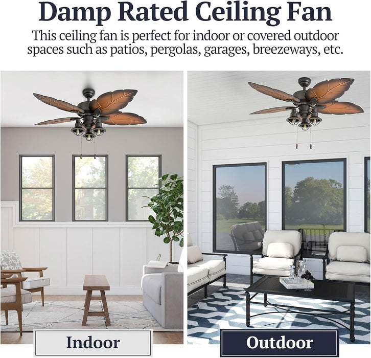 Tropical Bronze 52 Inch Ceiling Fan With Remote