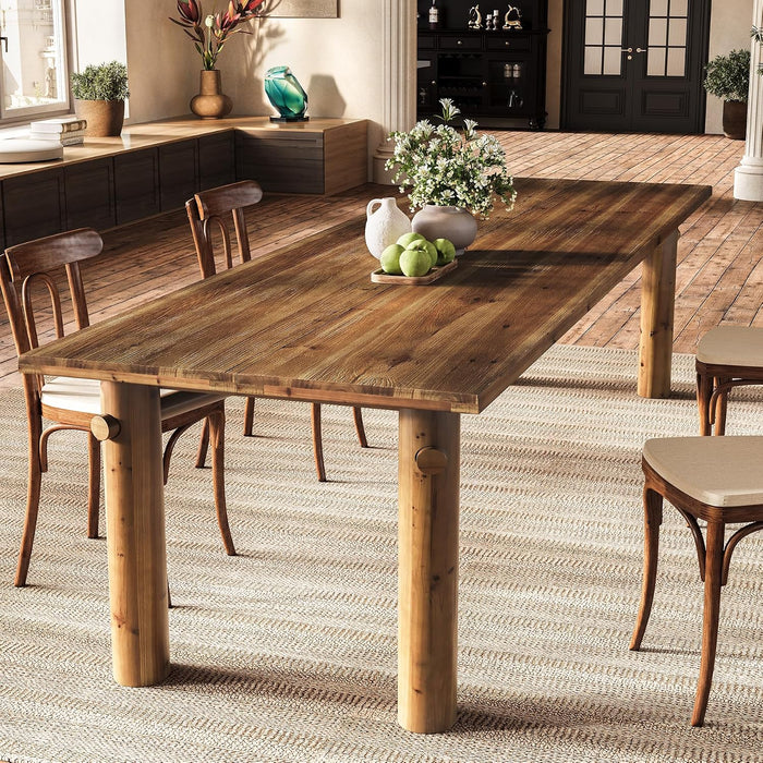 Solid Wood Dining Table for 6, 63-Inch Wooden Kitchen Table | Farmhouse Dining Room Table with with Strong Legs, Rectangle Dinner Table for Living Room, Kitchen, Rustic Brown
