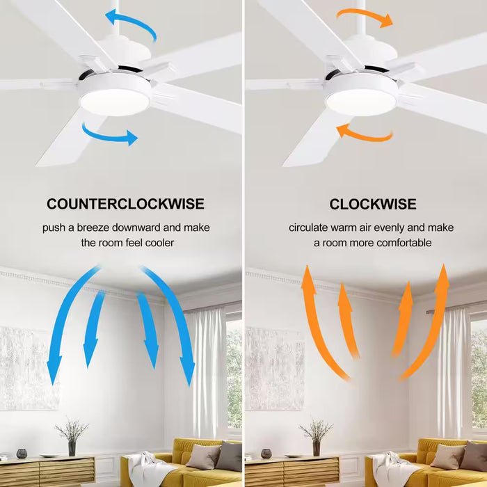 Charlie 52 In. Integrated LED Indoor White Ceiling Fans with Light and Remote Control Included