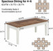 Dining Table for 4-6 People, 63-Inch Rectangular Kitchen Table with Solid Wood Legs, Farmhouse Dinner Table for Dining Room, Kitchen, Rustic Brown & Cream White