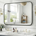 40x30 Inches Black Aluminum Framed Bathroom Mirror