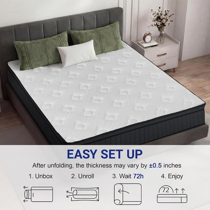 Full Mattress 12 Inch Hybrid Mattress in a Box with Memory Foam