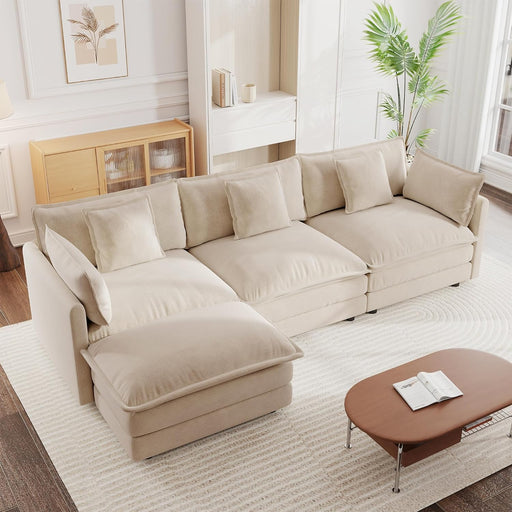 Modular Sectional Sofa 111.5Inch Movable Ottoman Chenille