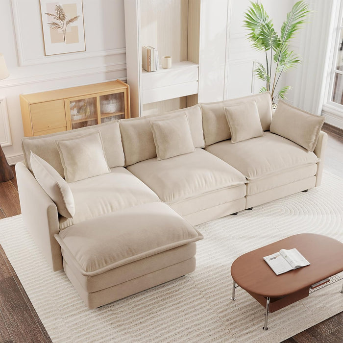 Modular Sectional Sofa 111.5Inch Movable Ottoman Chenille