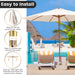 10FT Patio Umbrella, Outdoor Table Market Umbrella W/8 Wooden Ribs, 3 Adjustable Heights, Rope Pulley System, Detachable Pole, Wooden Patio Umbrella for Garden, Poolside, Backyard (Beige)