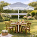 Best Choice Products 9Ft Fringe Market Patio Umbrella – Outdoor Boho Tassel Sunshade for Table, Pool, Deck, Backyard – UPF50+, Easy Tilt, Heavy Duty Steel Pole & Ribs - Navy Pinstripe