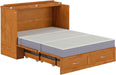 Hamilton Full Murphy Bed Chest with Mattress, Storage, and Built-In Charger in Light Toffee