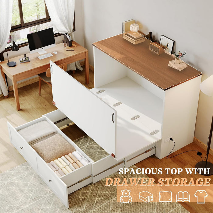Full Size Murphy Bed Cabinet With ChargingStationPro