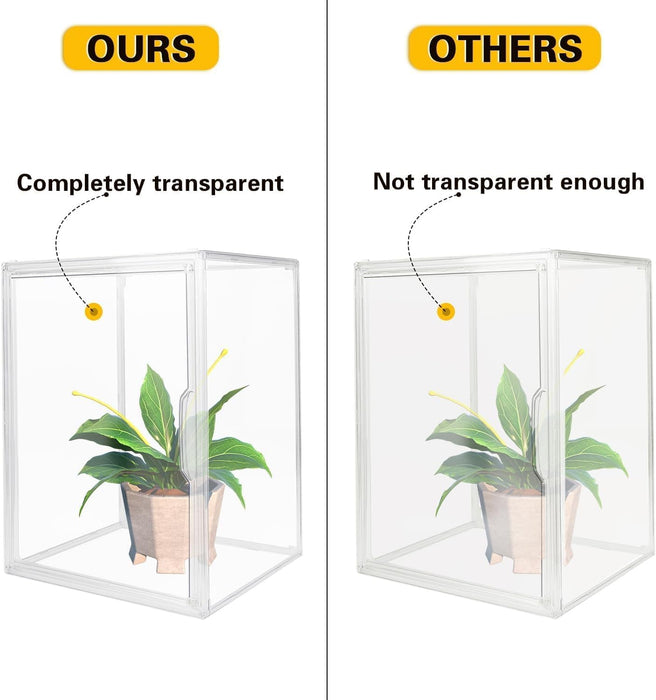 Clear Stackable Plastic Storage Bins with Magnetic Lid, Dustproof Book & Cosmetic Display Cases, Large Figures Collectibles Showcase, Shoe Box, Protection Organizer (L, Count, 3)