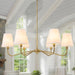 36-Inch Goldtone Brass Chandelier With Fabric Shade