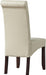 Cosmopolitan Parson Dining Chair (Set of 2), Satin Cream Faux Leather and SOLID WOOD, Square, Upholstered, for the Dining Room, Contemporary Modern