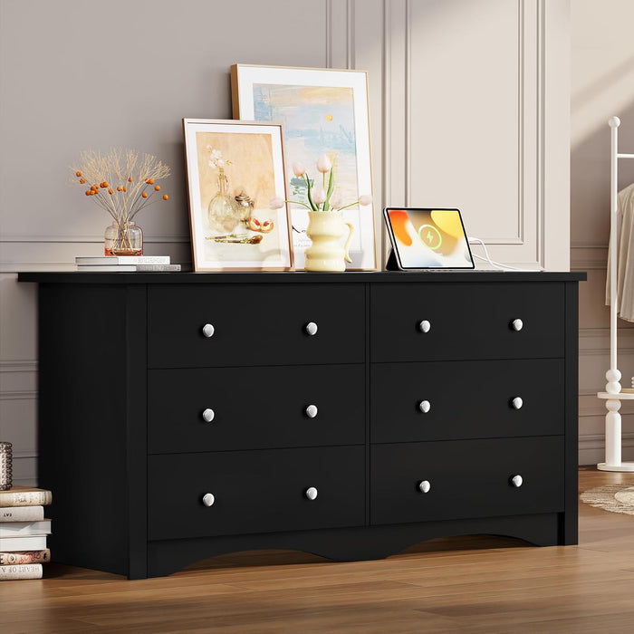 Matte Black 58Inches Wooden Dresser Bedroom Console