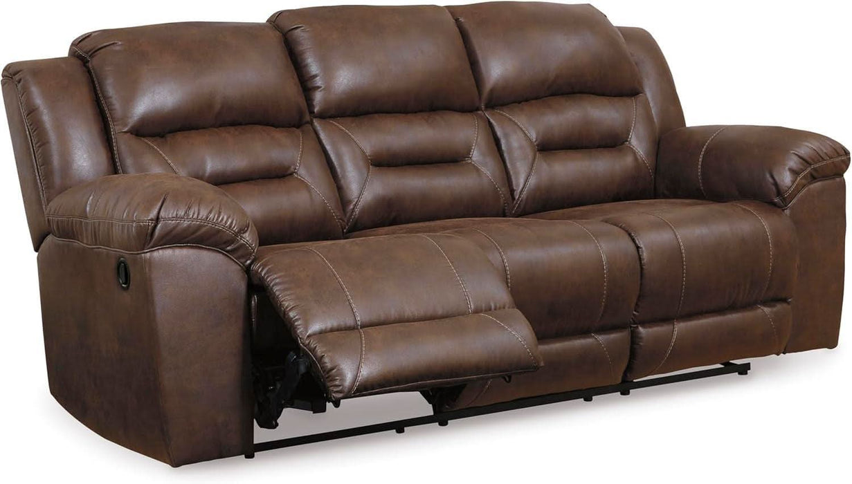 Stoneland Faux Leather Manual Pull Tab Reclining Sofa, Dark Brown