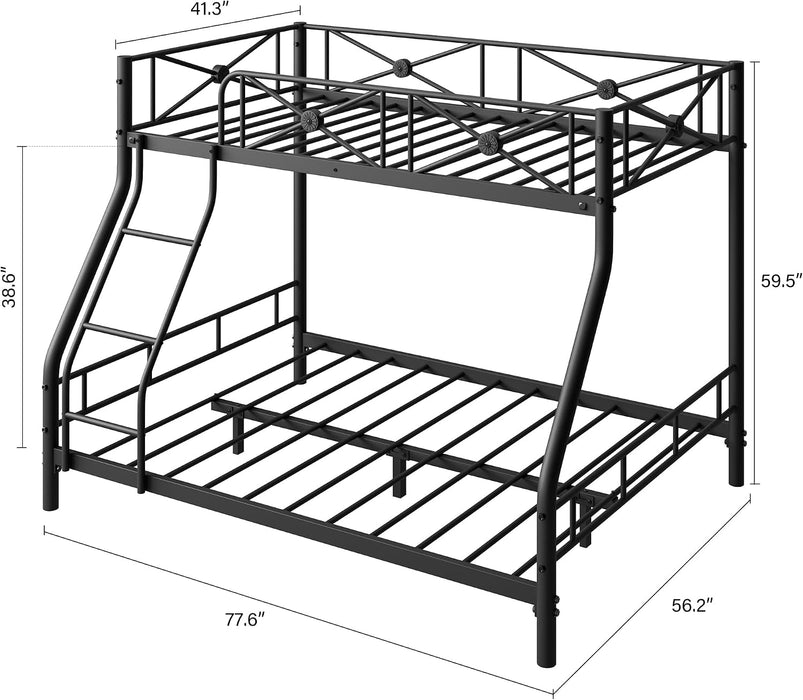 JetBlack IndustrialGrade Steel Twin Over Full BunkBed