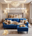 Velvet 83 Inch Sectional Sofa With Movable Ottoman