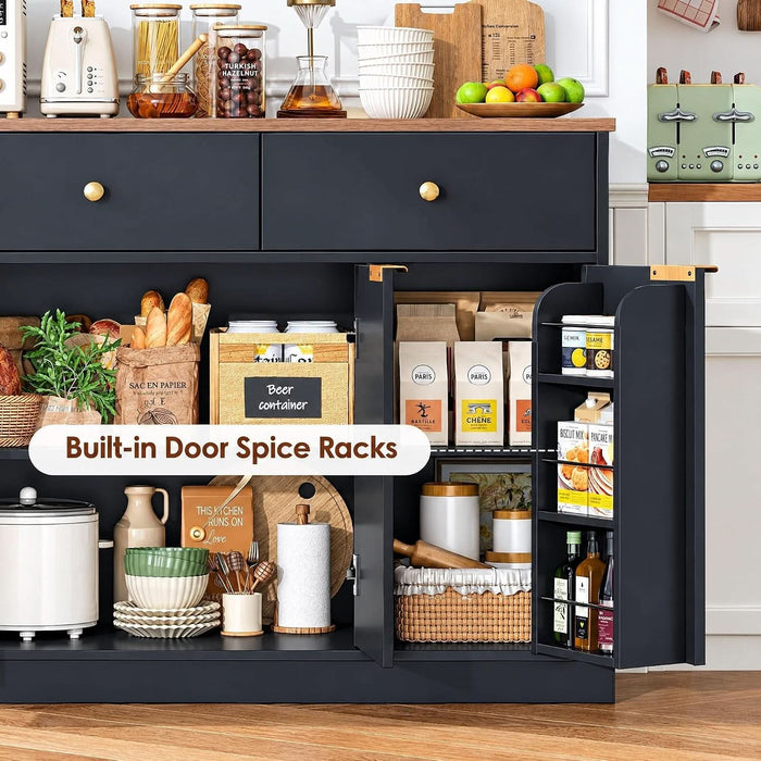 Kitchen Buffet Cabinet, Coffee Bar Cabinet, Black