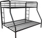 Dusty Metal Bunk Bed Frame for Kids, Teens, and Adults, with Angled Ladder, High Full Length Guardrail, Smooth Rounded Edges, No Boxspring Required, for Small Spaces, Twin-Over-Full, Black