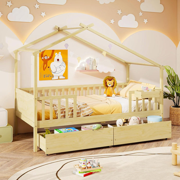 Montessori Twin House Bed With UnderbedStorage Deluxe