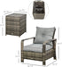 3 Piece Patio Furniture Set, PE Rattan Wicker Storage Table and Chairs W/Tufted Cushions for Outdoor Garden, Backyard, Poolside, Balcony, Gray