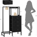 Black Dresser with Hanging Rack - Small Closet with 4 Fabric Storage Drawers, 44" H Dresser with Clothes Rack, Chest of Drawer, Kids Dressers for Bedroom, Entryway, Living Room, Sturdy Frame
