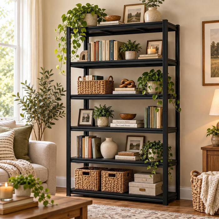 Metal Book Shelf Adjustable Heavy Duty Bookshelf with Tool-Free Assembly